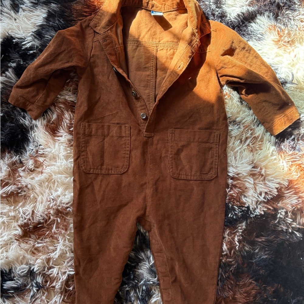 Cozy Brown Baby Jumpsuit with Pockets